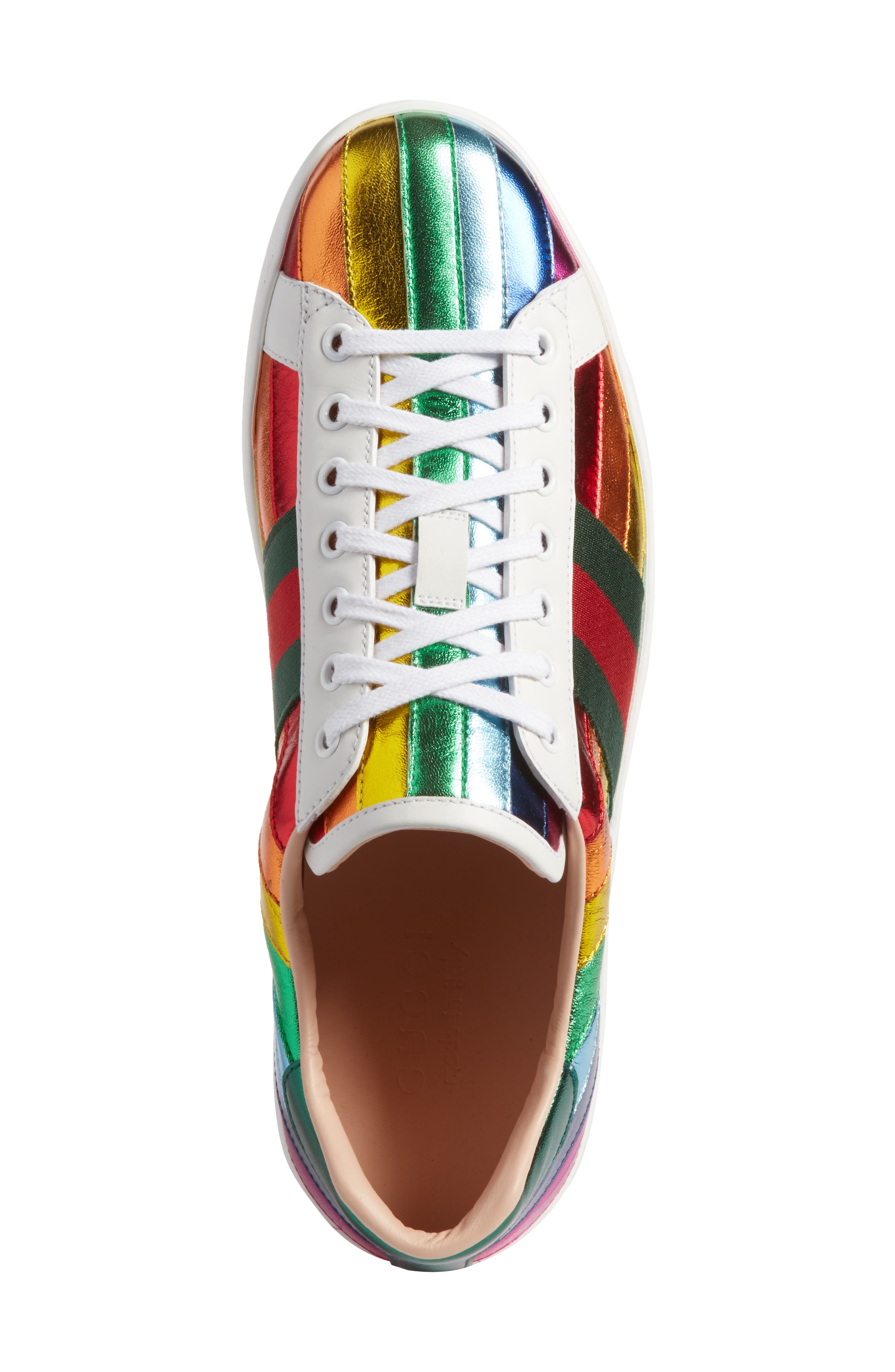 Gucci New Ace Rainbow Sneaker, Alternate, color, 