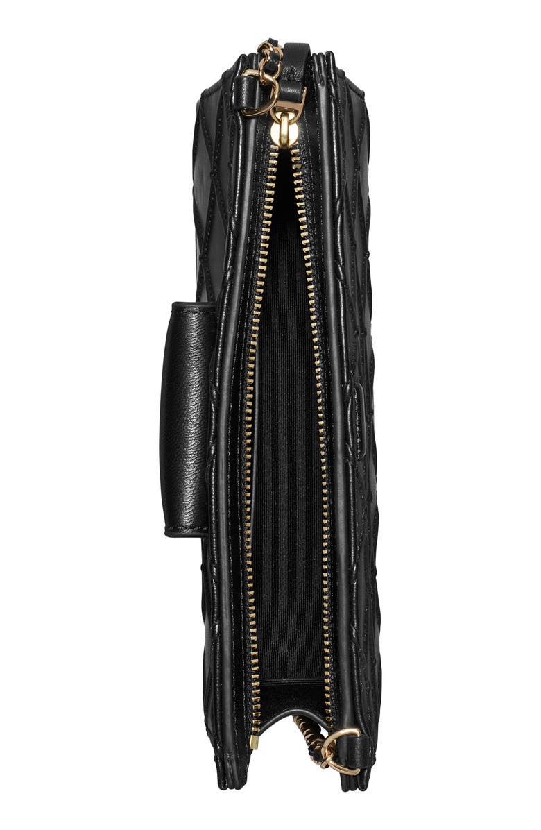 Tory Burch Mini Fleming Soft Quilted Leather Wallet on a Chain, Alternate, color, Black