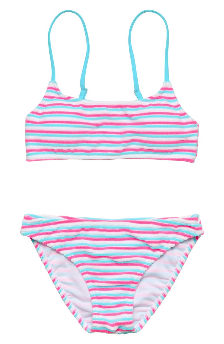 Snapper Rock Kids' Sorbet Stripe Triangle Two-Piece Swimsuit, Main, color, Pink