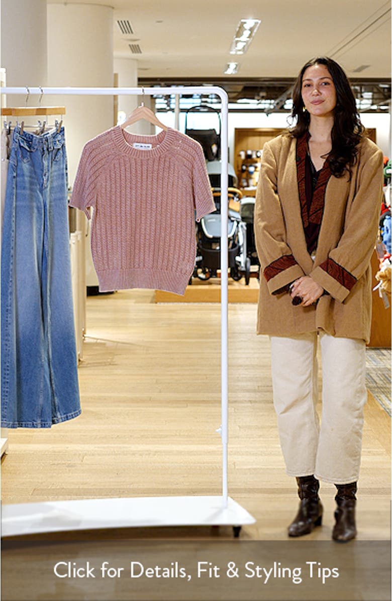 Washed Openwork Knit Rib Short Sleeve Sweater, sales video thumbnail