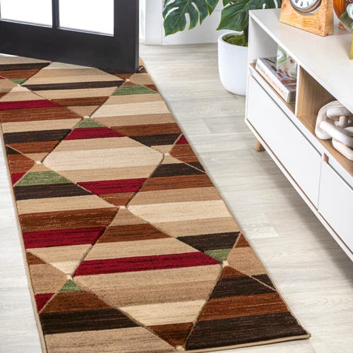 Jonathan Y Kehoe Retro Diamonds Geometric Area Rug In Red/brown/cream