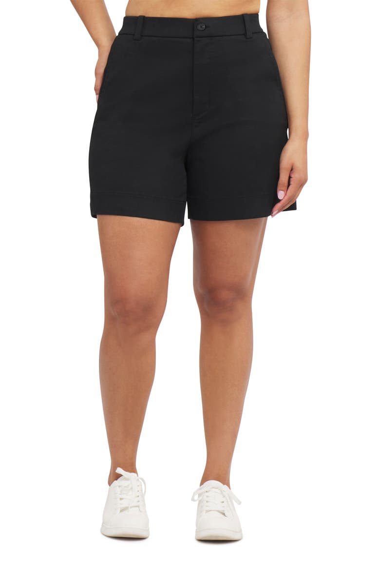 SPANXsupersmooth™ High Waist Stretch Twill Shorts, Main, color, CLASSIC BLACK