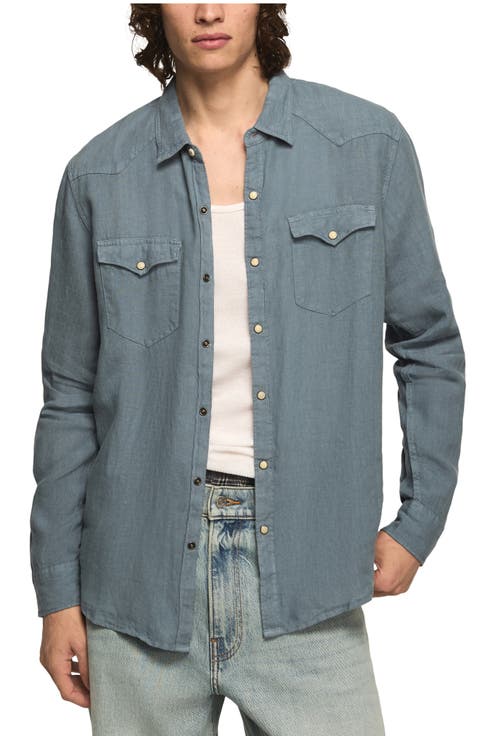 Linen Snap-Up Western Shirt