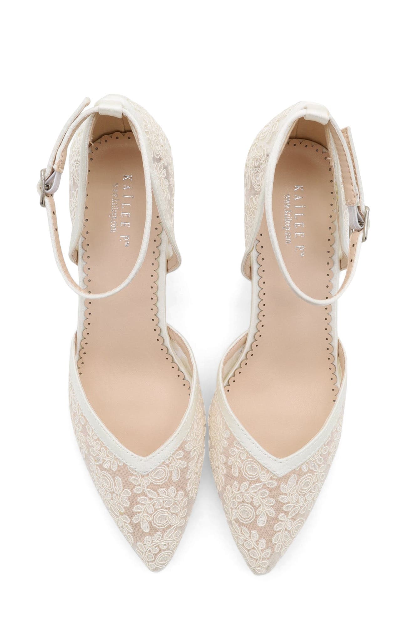 Abby Lace Block Heel with Ankle Strap, Alternate, color, Ivory