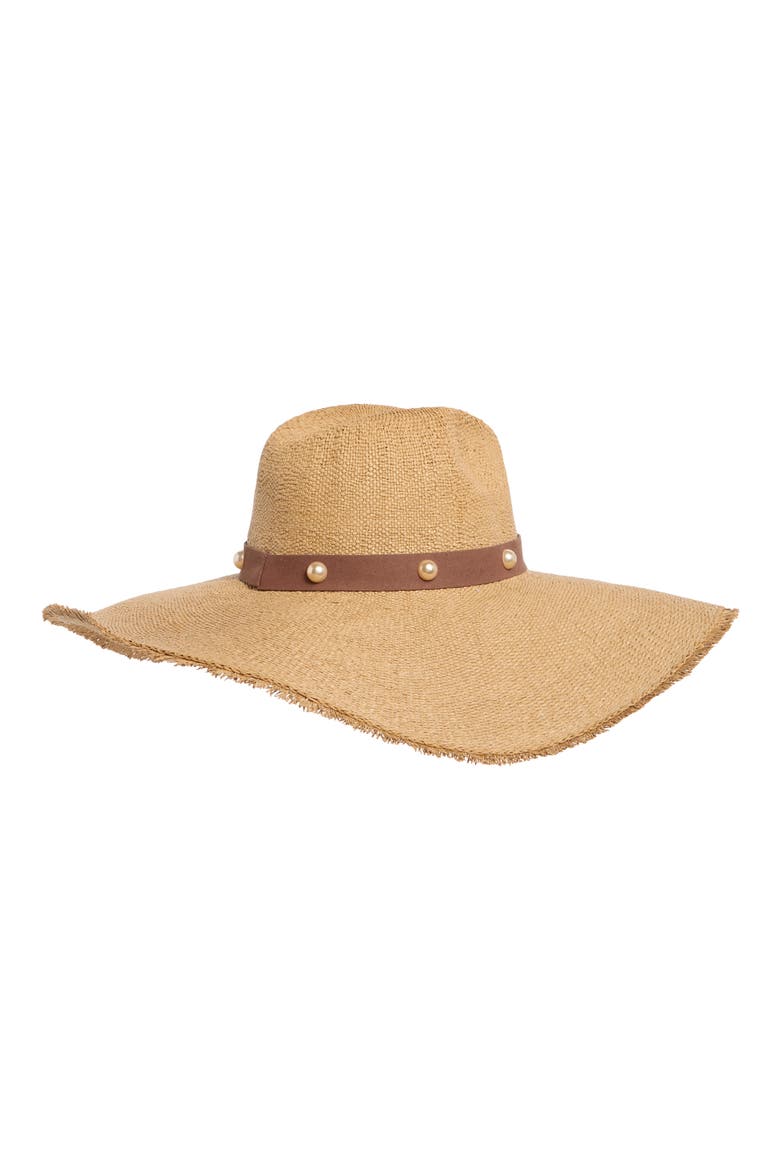 Boho Glam Studded Straw Hat, Alternate, color, TAN