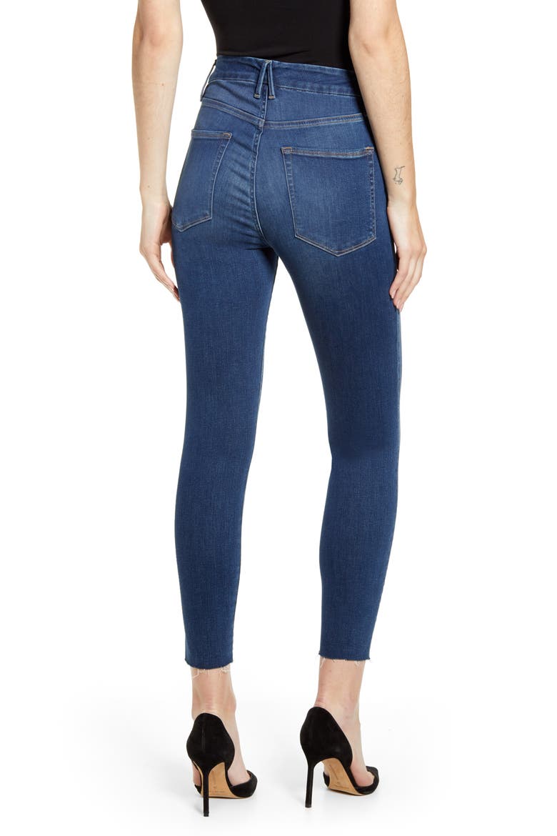 Good Waist High Waist Raw Hem Ankle Skinny Jeans, Alternate, color, BLUE331