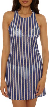 Becca Cabo Stripe Sheer Cover-Up Minidress