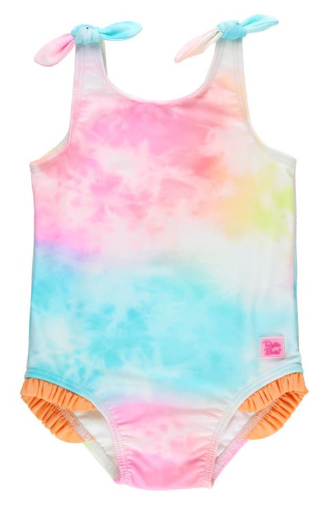 Kids' Rainbow Tie Dye One-Piece Swimsuit