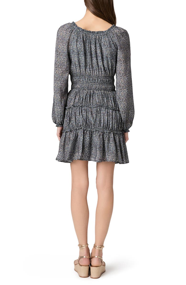 PAIGE Kenmare Floral Tiered Dress, Alternate, color, Navy Multi