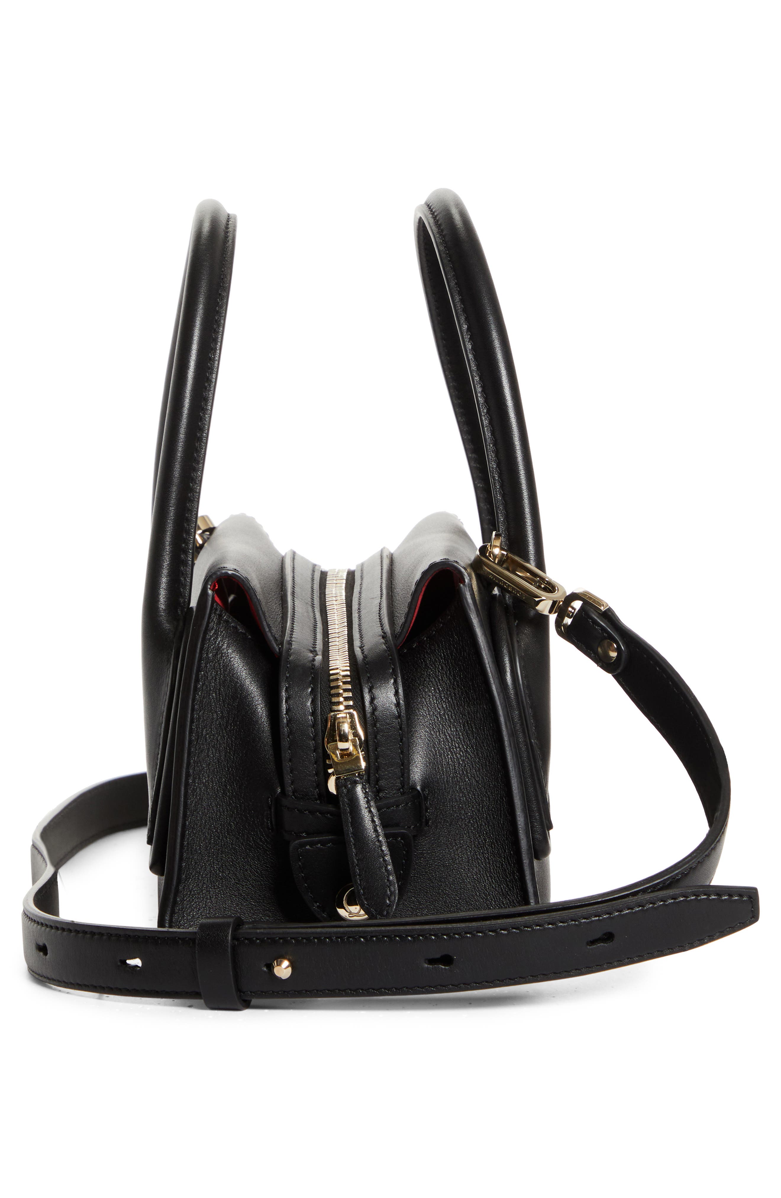Christian Louboutin Mini Lambskin Baquette Bag, Alternate, color, Black