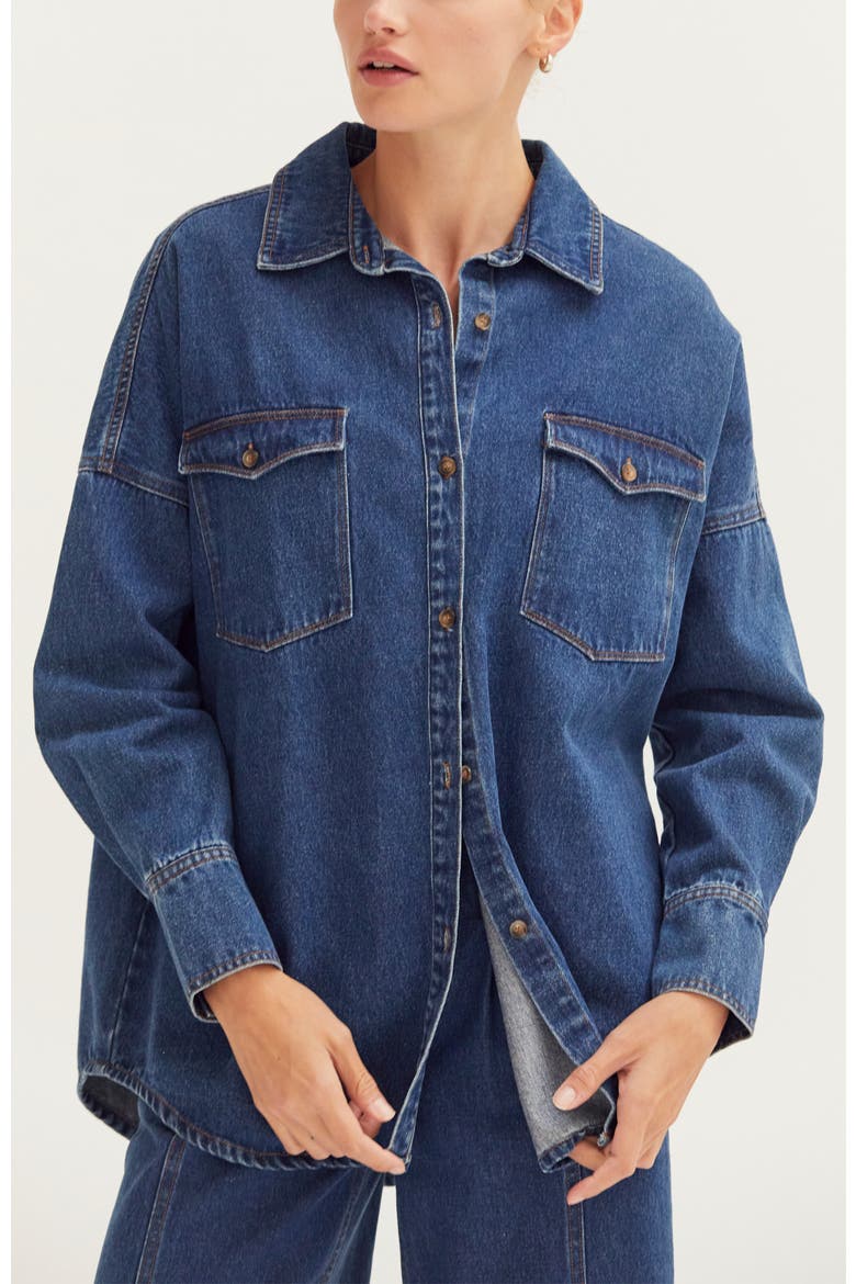 Denim Button Up Shirt, Alternate, color, Denim Blue