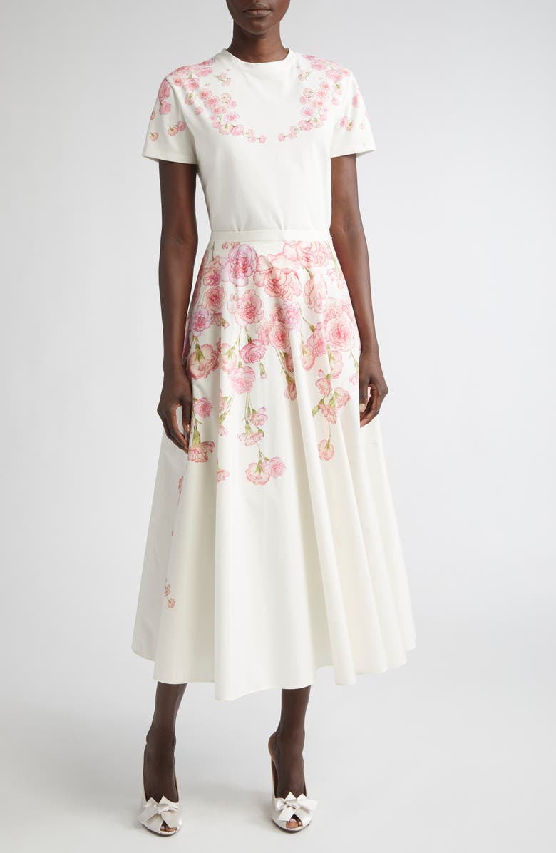 Giambattista Valli Carnation Print Cotton Poplin Skirt, Alternate, color, Carnation Popeline Print