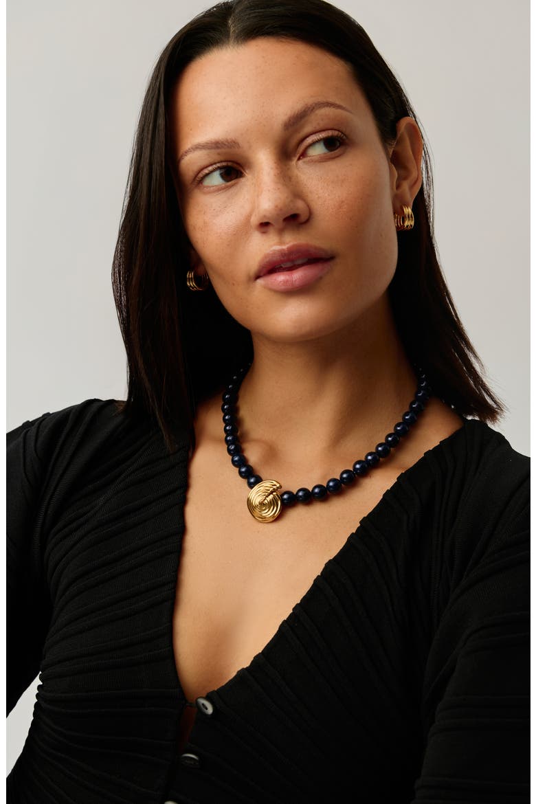 Beaded Spiral Pendant Necklace, Alternate, color, GOLD