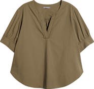 Wit & Wisdom Cuffed Split Neck Top