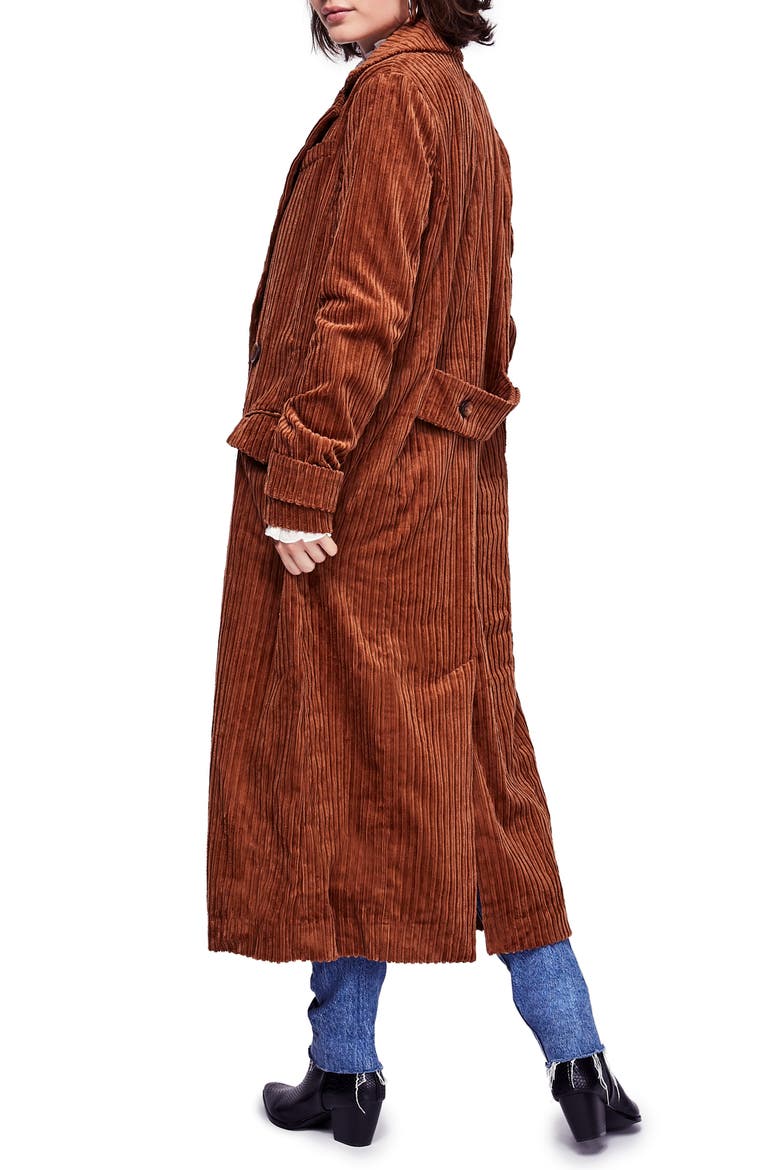 Abbey Road Wide Wale Cotton Corduroy Duster Coat, Alternate, color, CEDAR