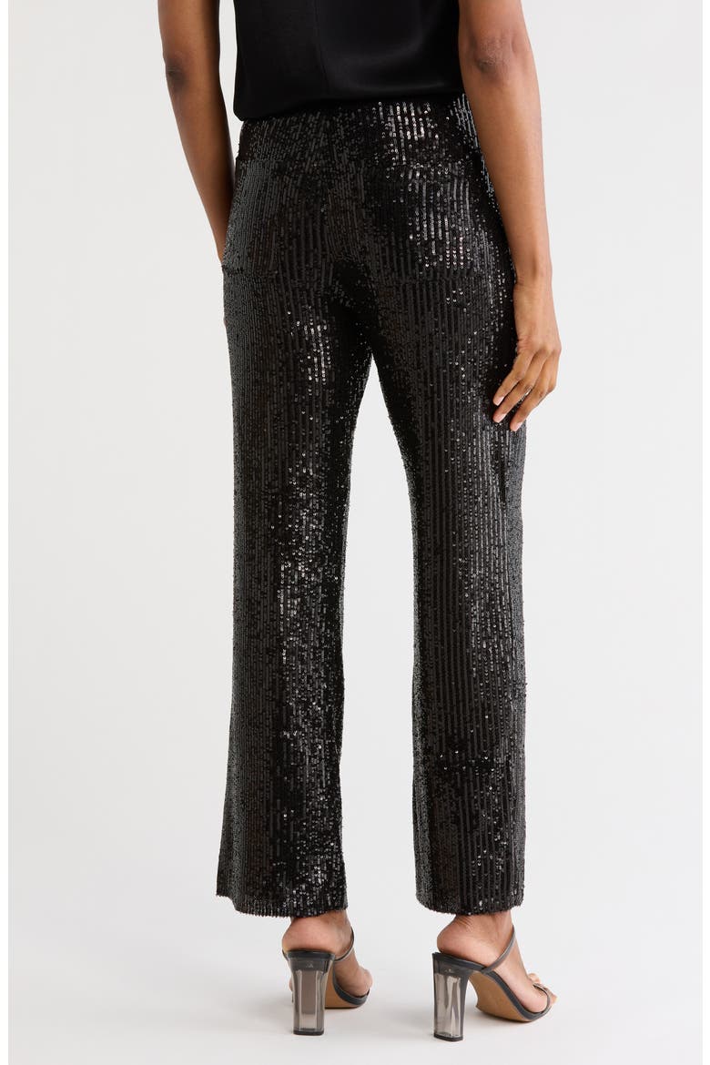 Disco Sequin Straight Leg Pants, Alternate, color, BLACK