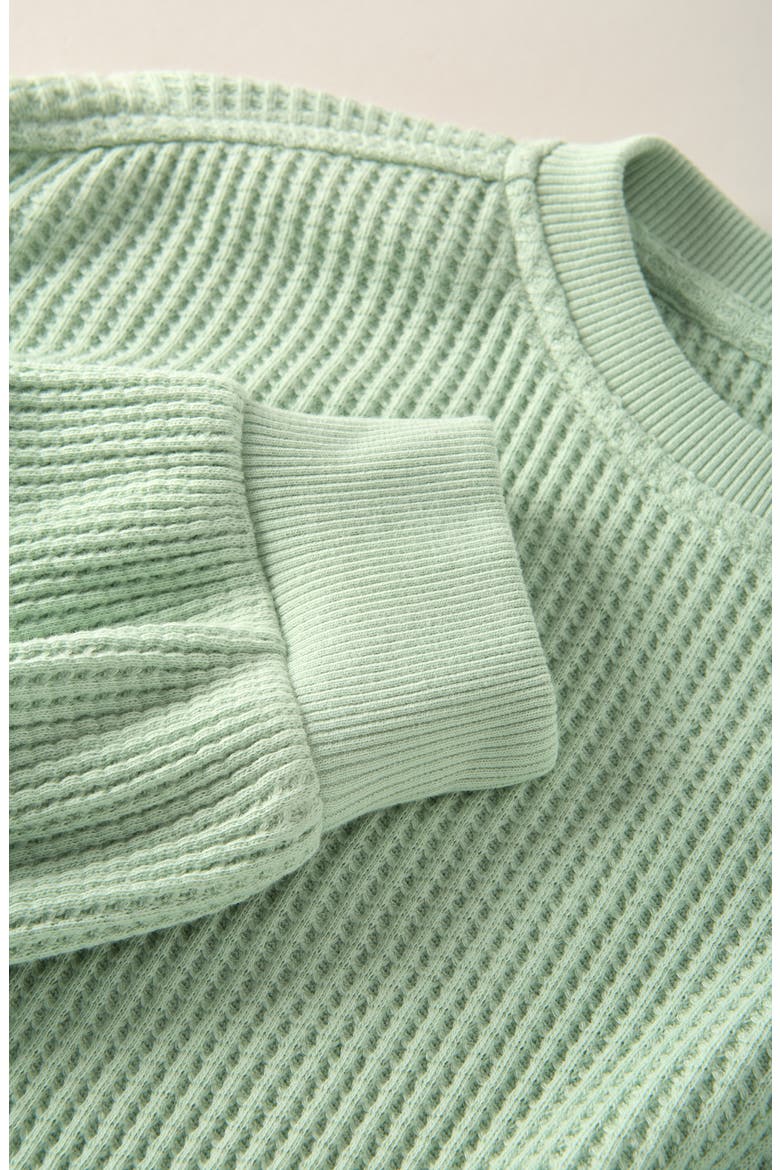 Kids' Cozy Waffle Sweatshirt, Alternate, color, GREEN GHOST