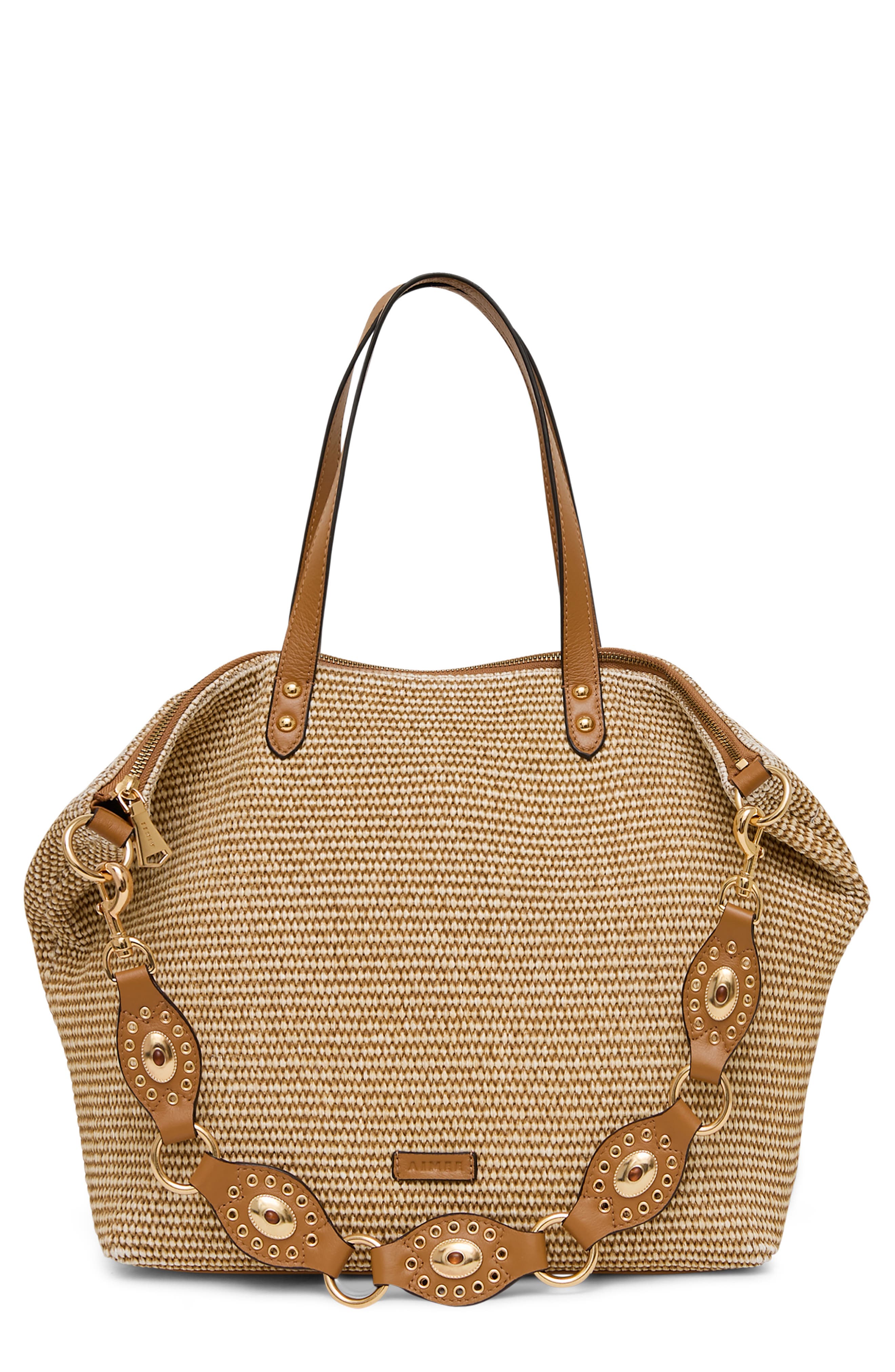 AIMEE Roma Tote, Main, color, Raffia Latte