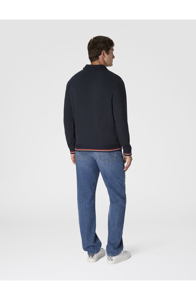 Missoni Zip-up High-neck Sweatshirt With Knit Embroidery And Logo, Alternate, color, Blue
