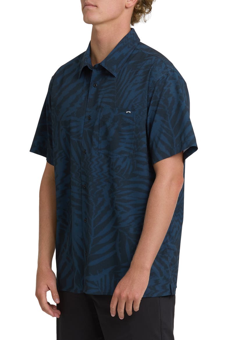 Surftrek Print Short Sleeve Button-Up Shirt, Alternate, color, MID BLUE