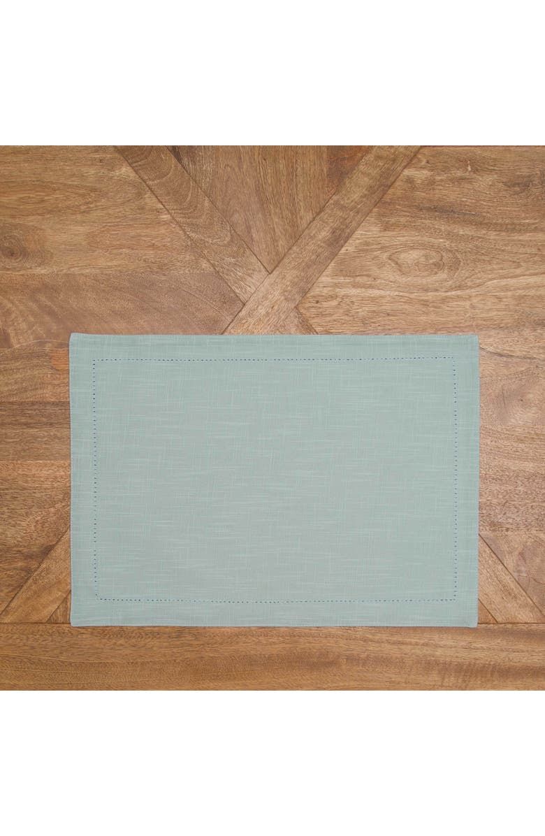 C&F Home Sea Glass Hemstitch Set of 6 Placemats 14" x 20", Alternate, color, Blue