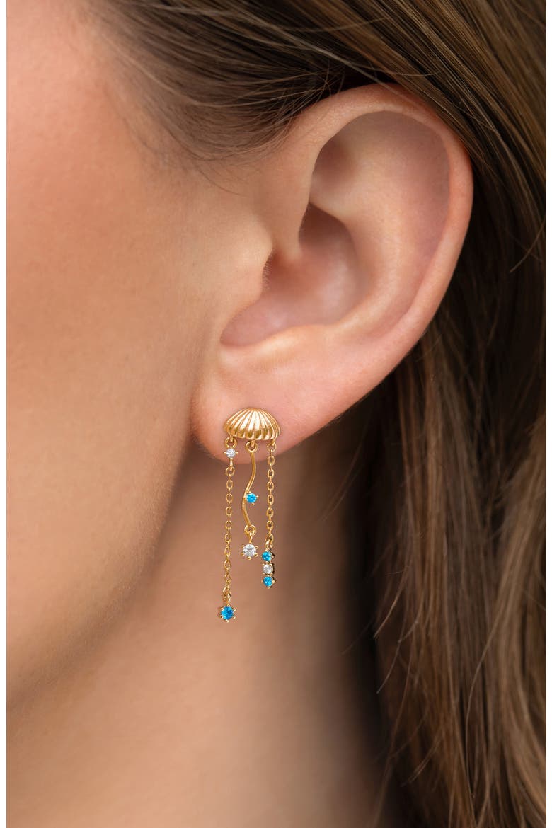 Jellyfish Drop Earrings, Alternate, color, GOLD