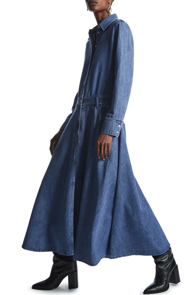 COS A-Line Long Sleeve Denim Dress, Alternate, color, 