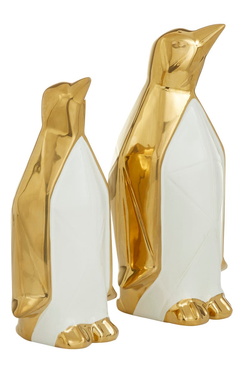 COSMO BY COSMOPOLITAN Goldtone Porcelain Glam Penguin Sculpture - Set of 2, Alternate, color, Gold