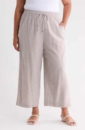 Drawstring Waist Crop Wide Leg Pants