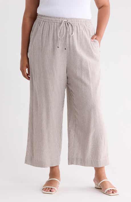 MAX STUDIO Drawstring Waist Crop Wide Leg Pants