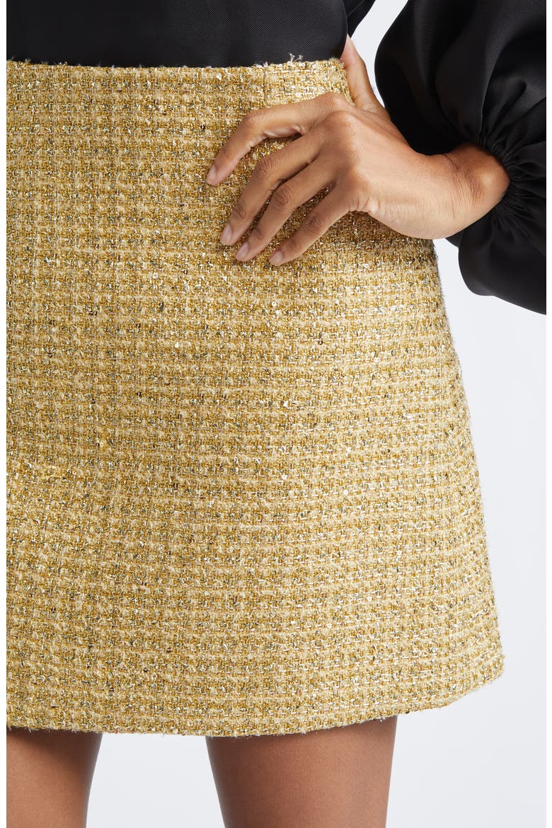 Metallic Tweed Miniskirt, Alternate, color, GOLD