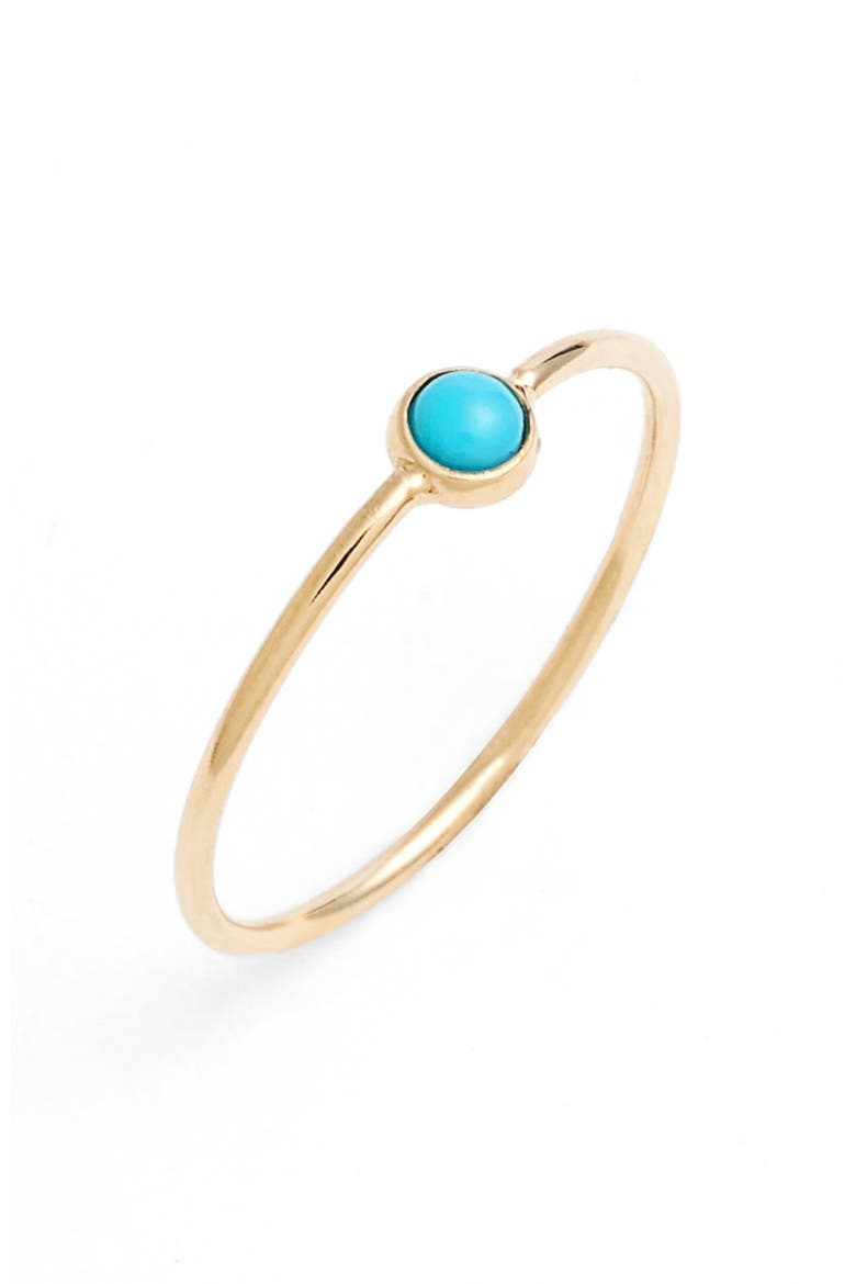 14K Gold Bezel Birthstone Stacking Ring, Alternate, color, YELLOW GOLD / TURQUOISE