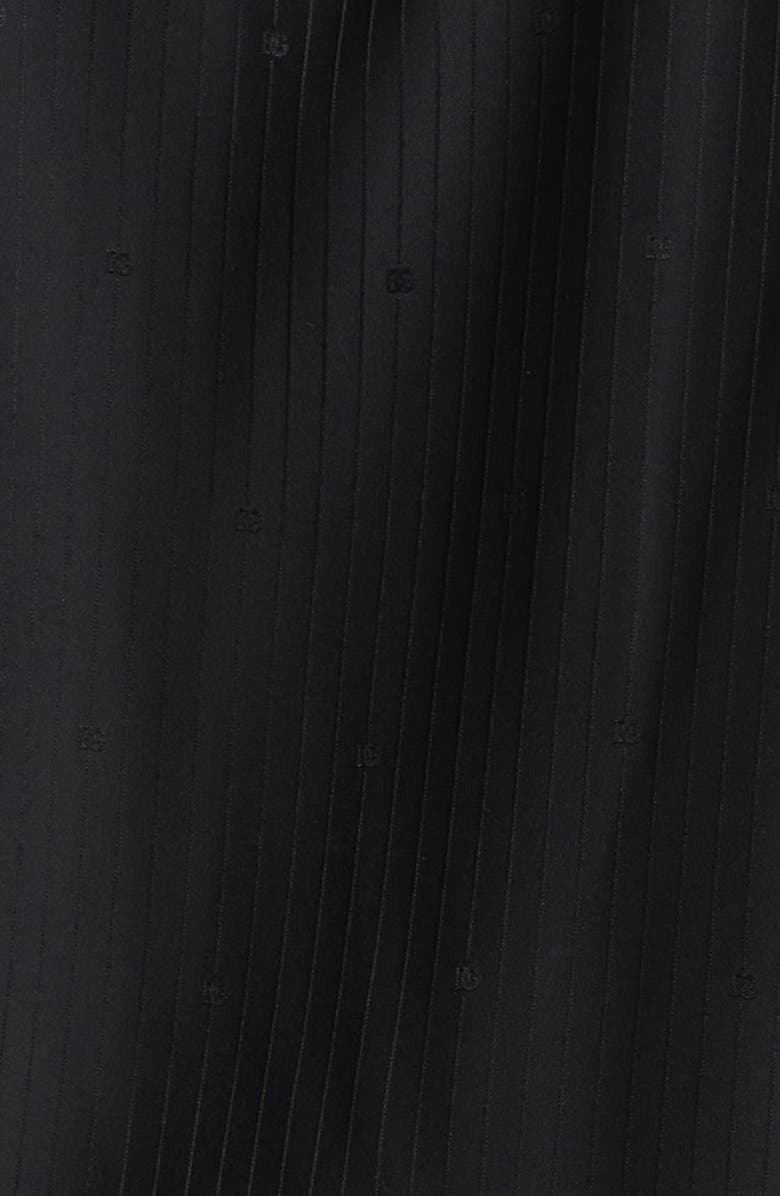 Dolce&Gabbana Engineered Stripe Print Short Sleeve Silk Button-Up Shirt, Alternate, color, Righe F.nero