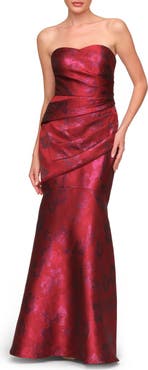 JS Collections Sylvie Metallic Strapless Satin Gown