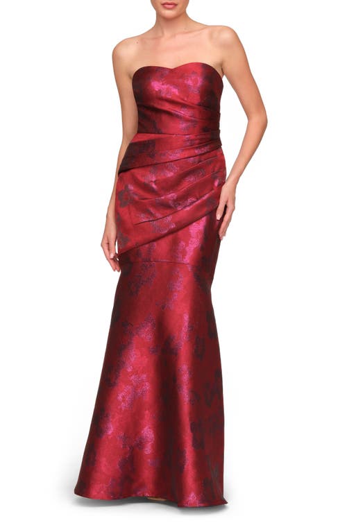 Js Collections Sylvie Metallic Strapless Satin Gown In Red