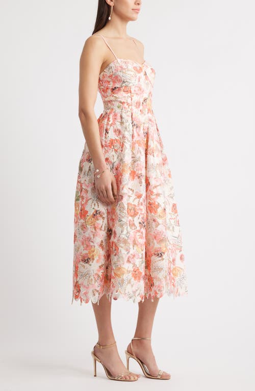 Chelsea28 Print Lace Sleeveless Midi Dress In Pink Floral