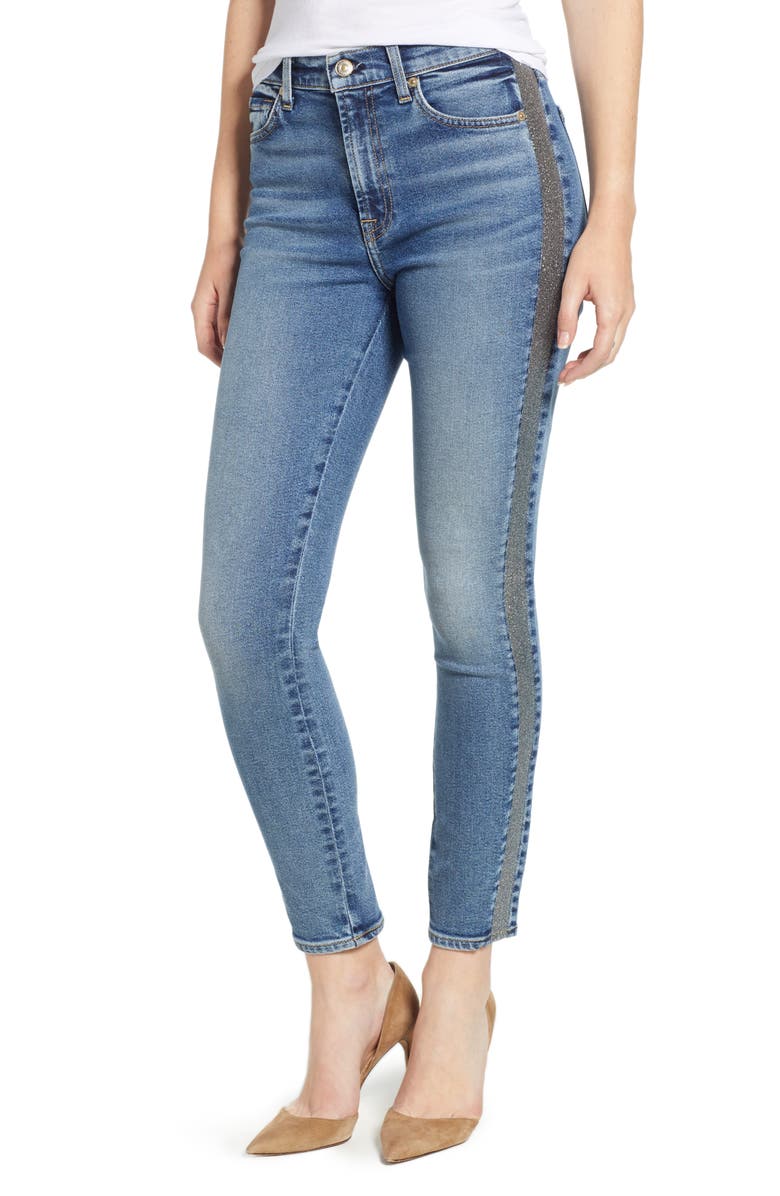7 For All Mankind <sup>®</sup> Luxe Vintage Side Stripe High Waist Ankle Skinny Jeans, Main, color, 
