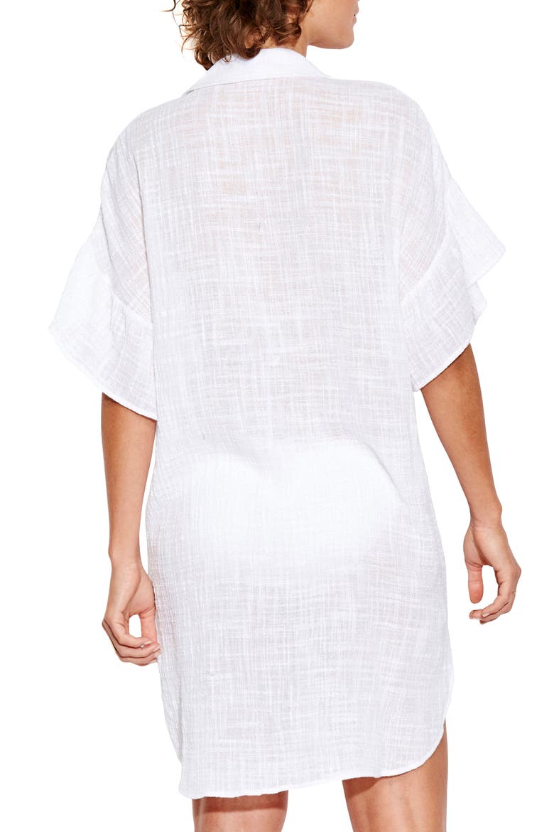 Beach Cover-Up Shirt, Alternate, color, WHITE