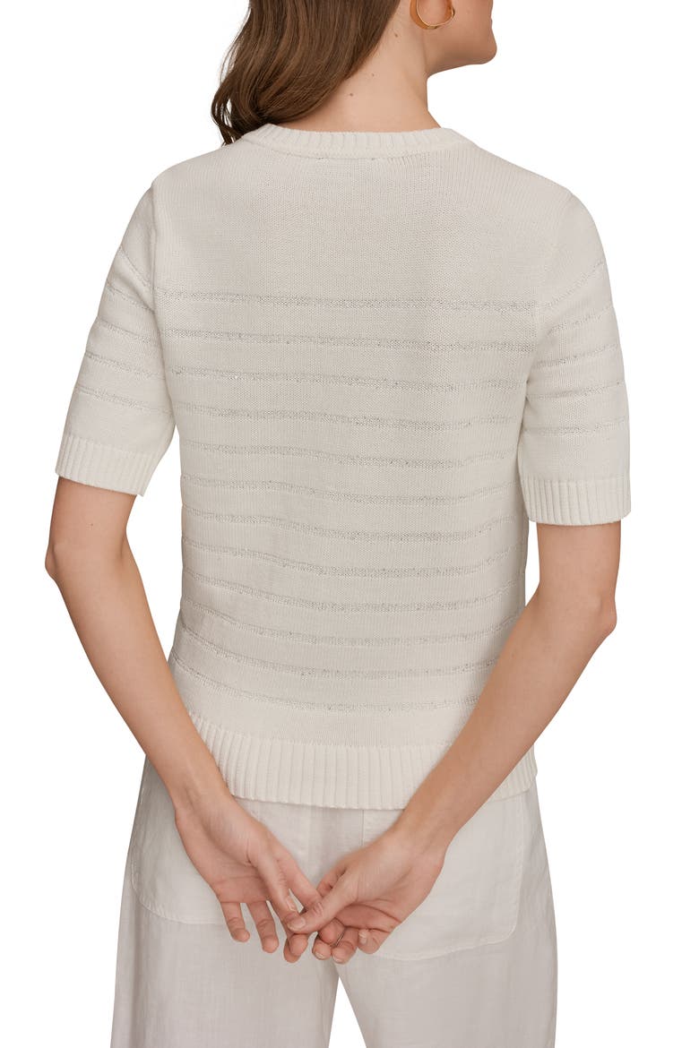 Sequin Elbow Sleeve Cotton Blend Sweater, Alternate, color, CREAM