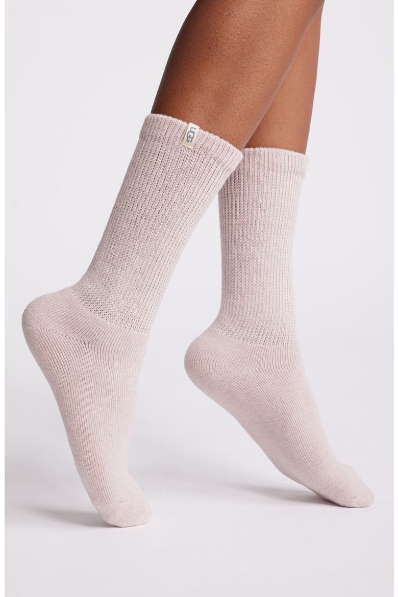 Shealy Cozy Crew Socks, Main, color, ASHEN ROSE