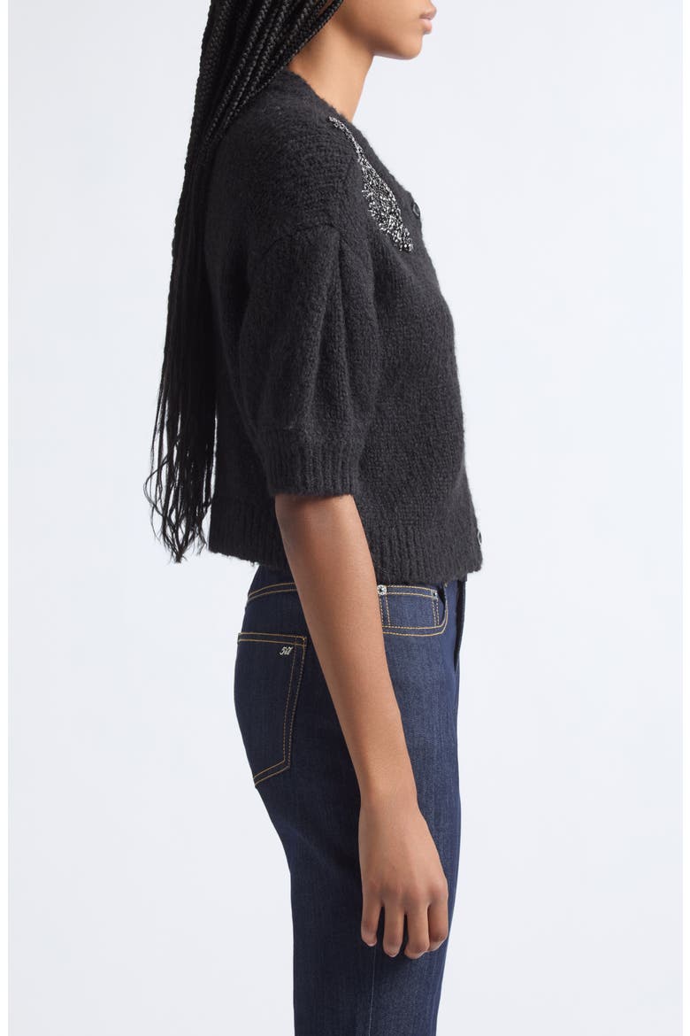 Millicent Crystal Ivy Embellished Cardigan, Alternate, color, BLACK