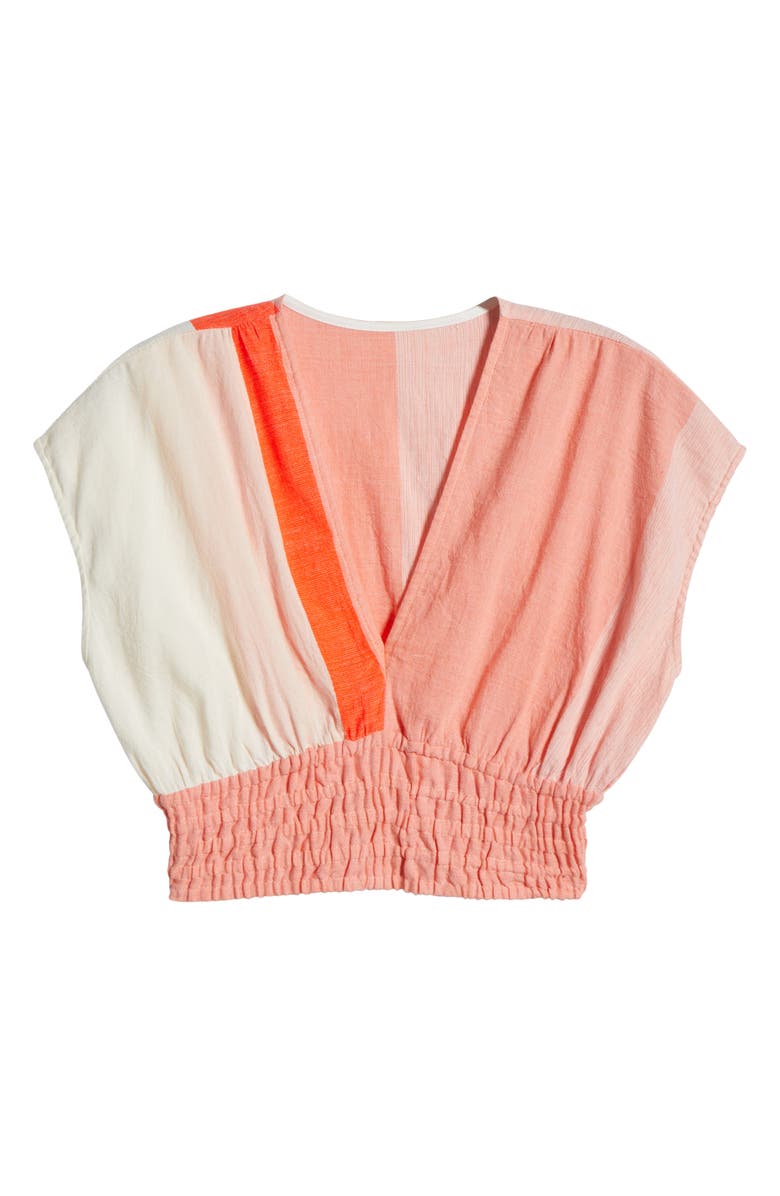 lemlem Alia Smocked Cotton Blend Cover-Up Crop Top, Main, color, 