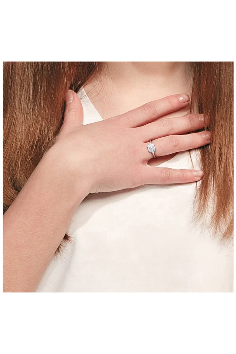 Emerald Cut Lab-Created Moissanite Ring, Alternate, color, WHITE
