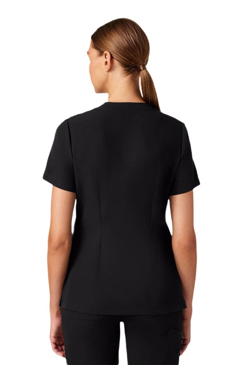 Helia Women's 3-Pocket Slim Notched V-Neck Scrub Top, Alternate, color, Black