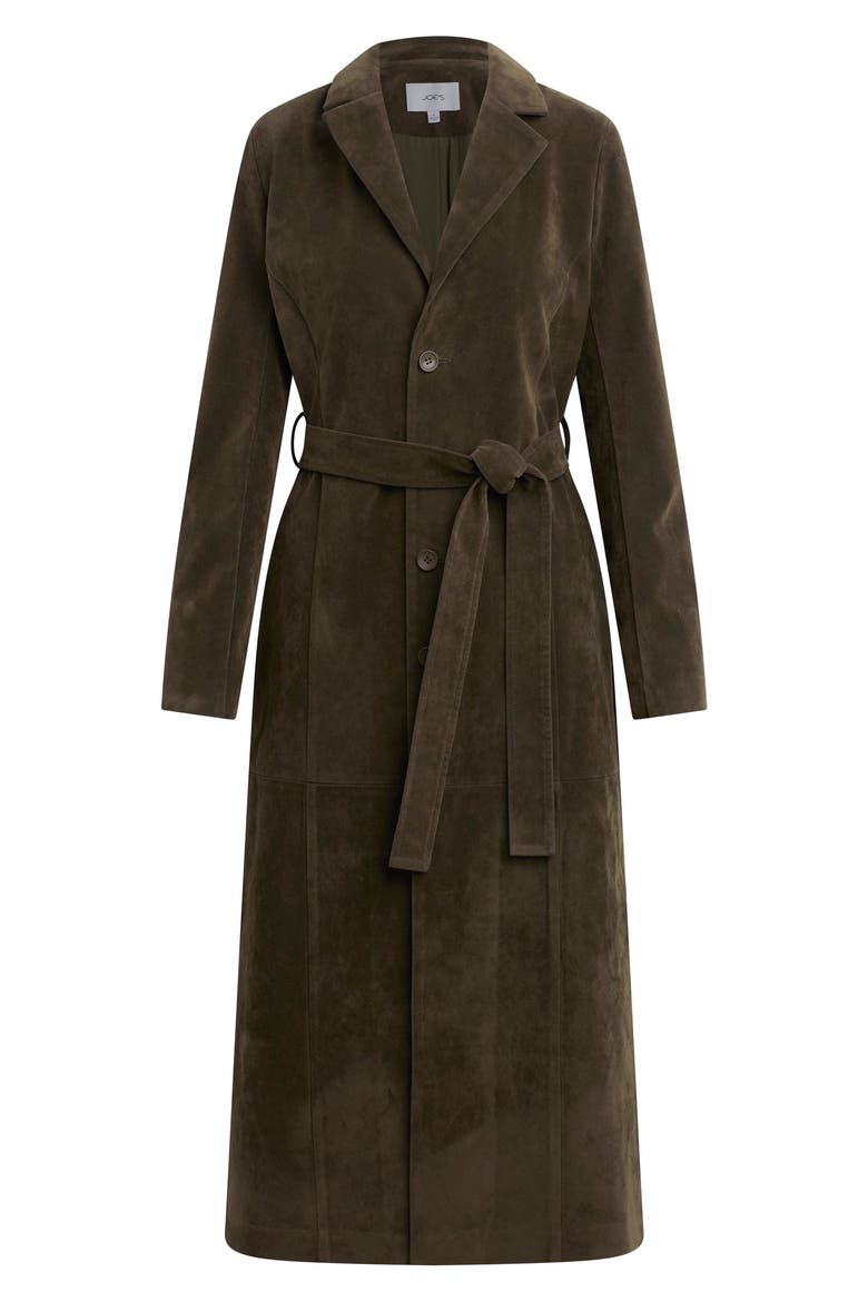 Faux Suede Long Coat, Alternate, color, OLIVE