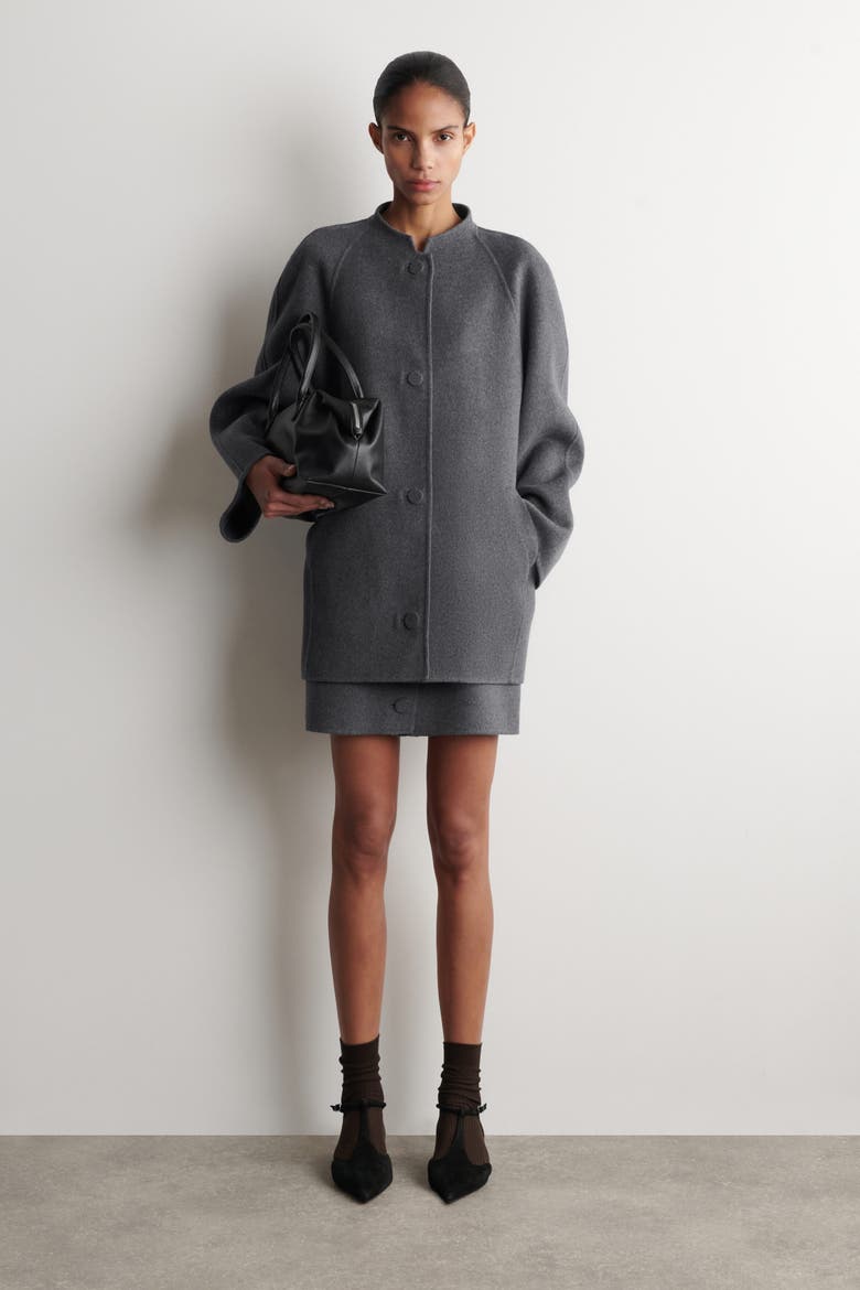 Rounded Double-Faced Wool Jacket, Main, color, GRAY MÉLANGE