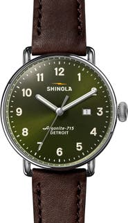 Shinola Canfield Leather Strap Watch, 43mm
