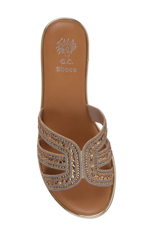 Gc Shoes Clara Rhinestone Slide Sandal In Gold