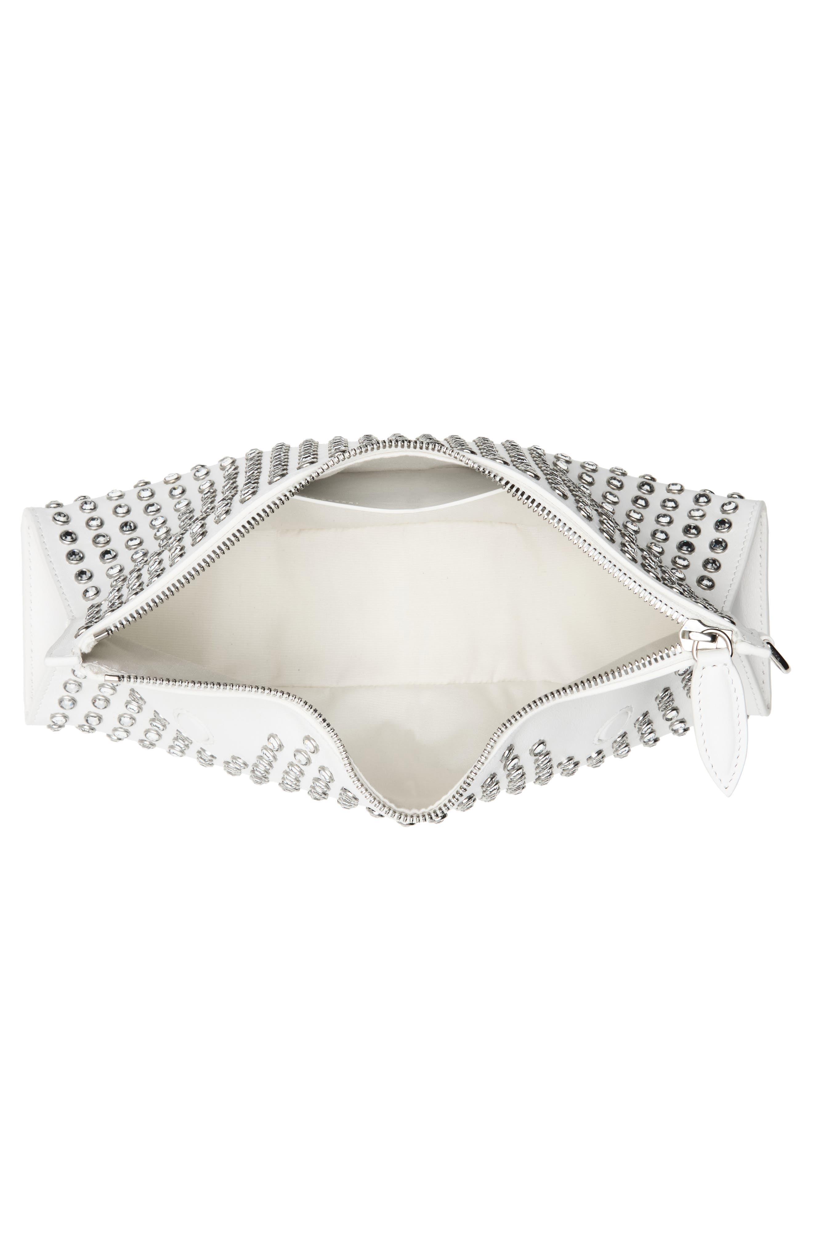 Manta Leather Clutch, Alternate, color, WHITE/ SILVER