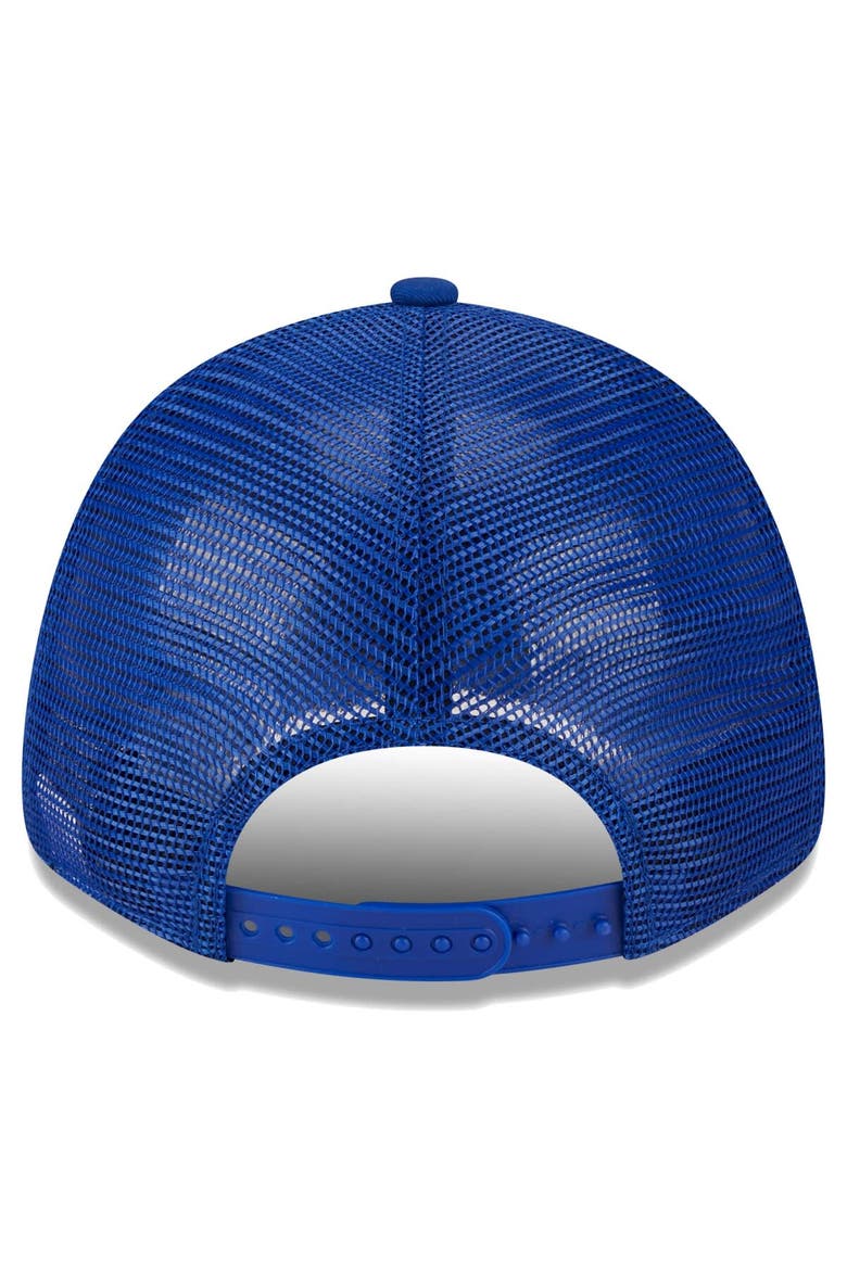 Men's New Era  Royal Golden State Warriors Plate Oversized Patch Trucker 9FORTY Adjustable Hat, Alternate, color, Royal